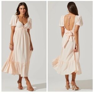ASTR THE LABEL Cream Twist Bust Tie Open Back Midi Dress Size L